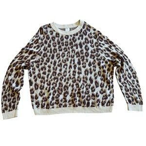A New Day Leopard Print Crew Neck Long Sleeve Knit Sweater Plus Sz XXL Warm Cozy